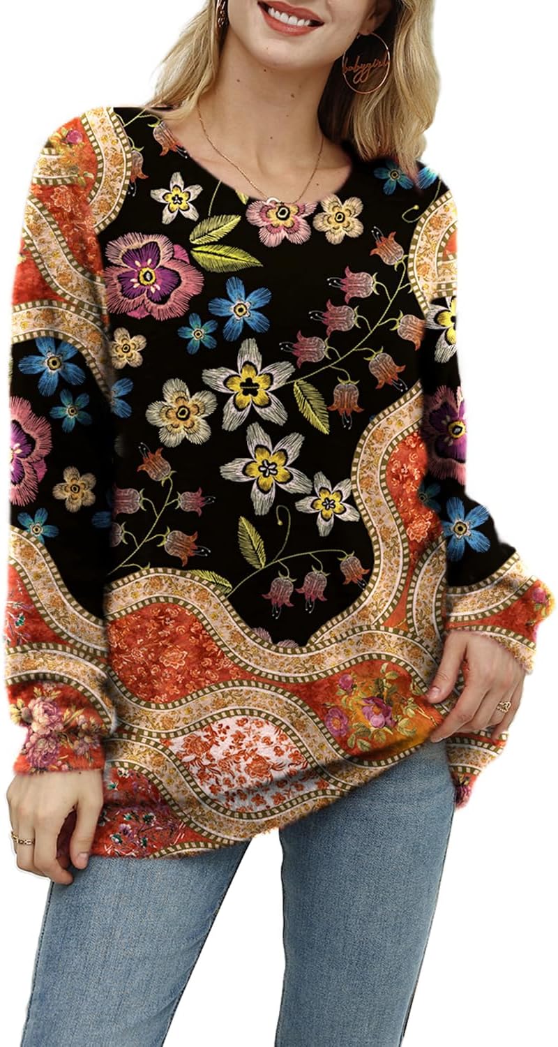YESNO Women Christmas Sweater Oversized Pullover for Cozy Style