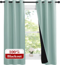 NICETOWN Aqua Blue 100% Blackout Lined Curtains - True Light Blocking