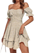 LYANER Tie Back Off Shoulder Ruffle Mini Dress - Flattering