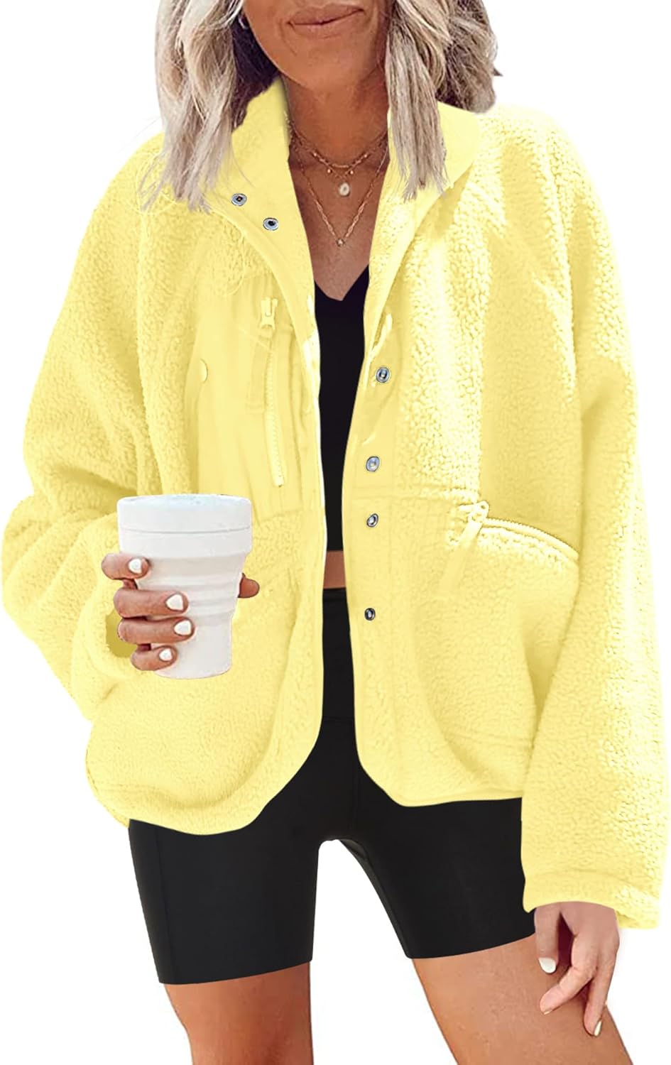 Nirovien Womens Fuzzy Fleece Jacket for Cozy Winter Wear