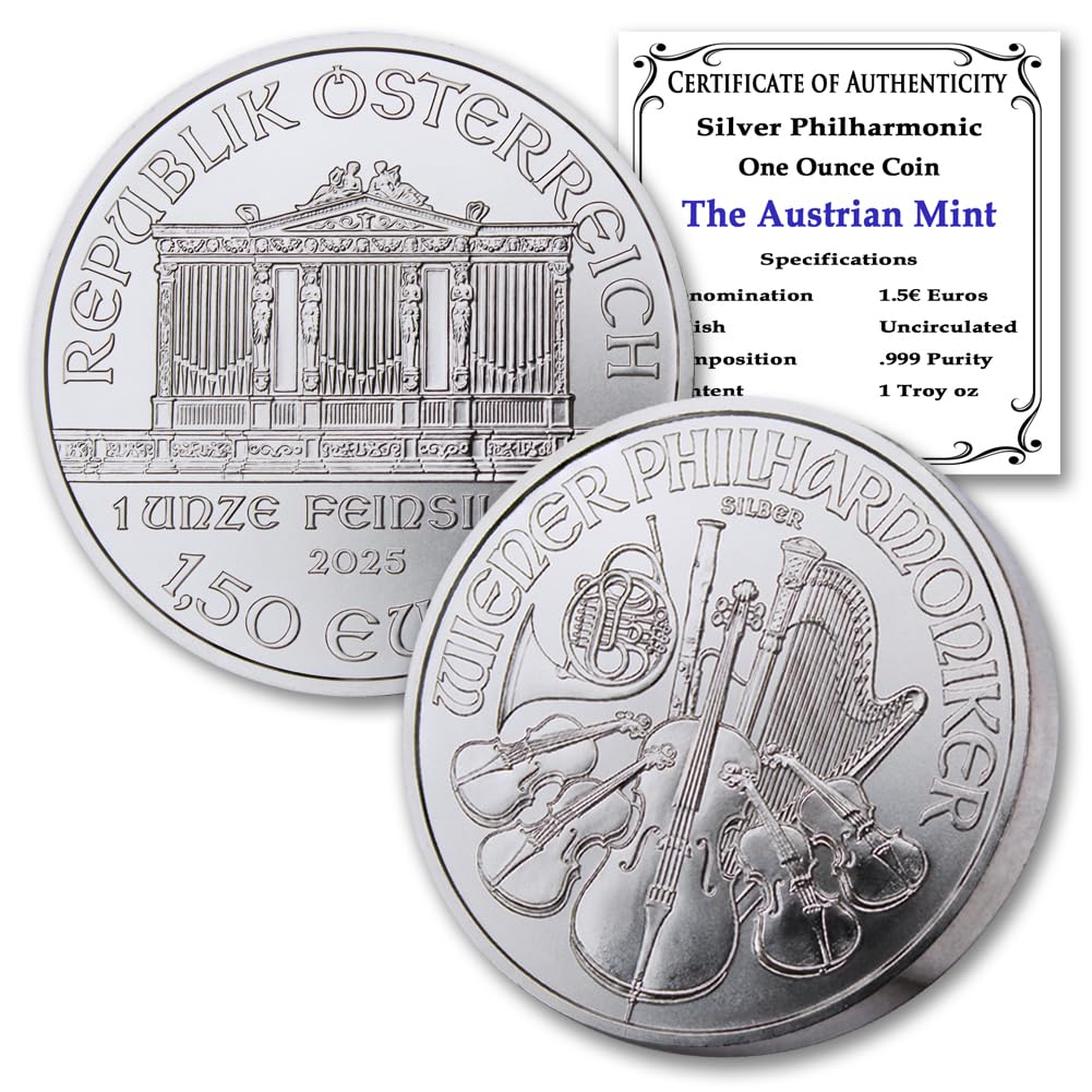 2025 1 oz Austria Silver Philharmonic Coin Brilliant Uncirculated