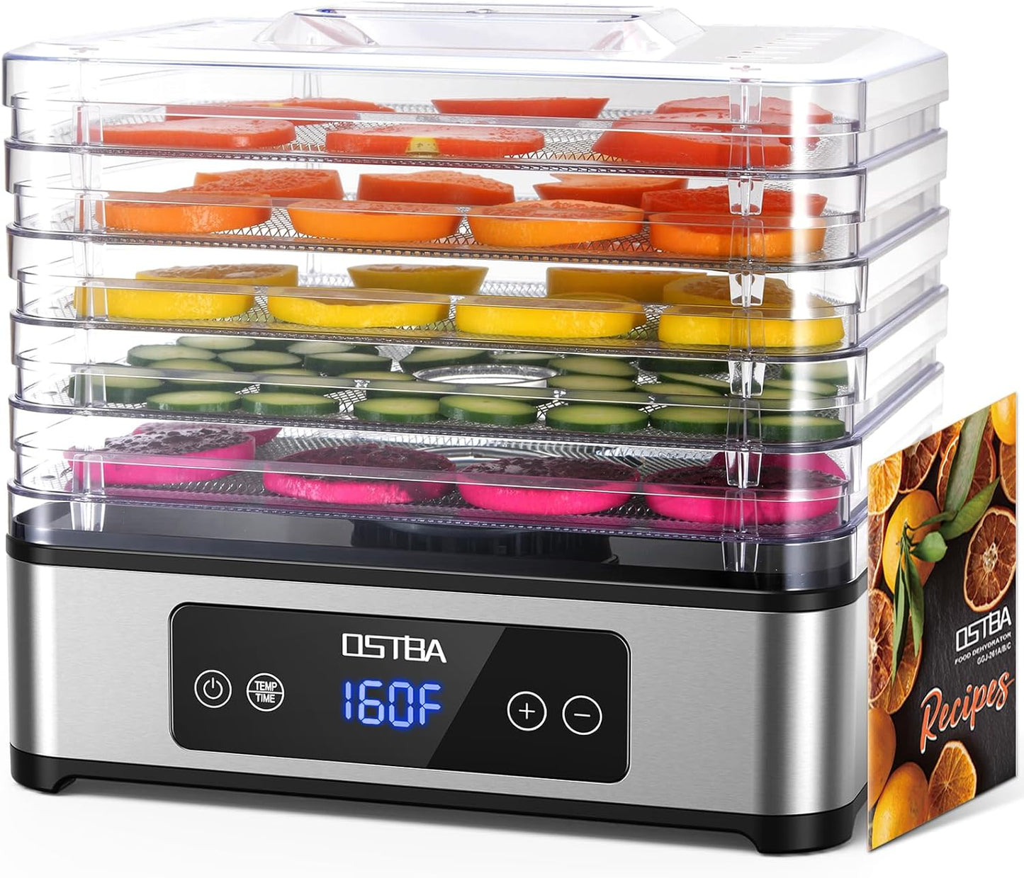 OSTBA Food Dehydrator with 5 Stainless Steel Trays for Healthy Snacks