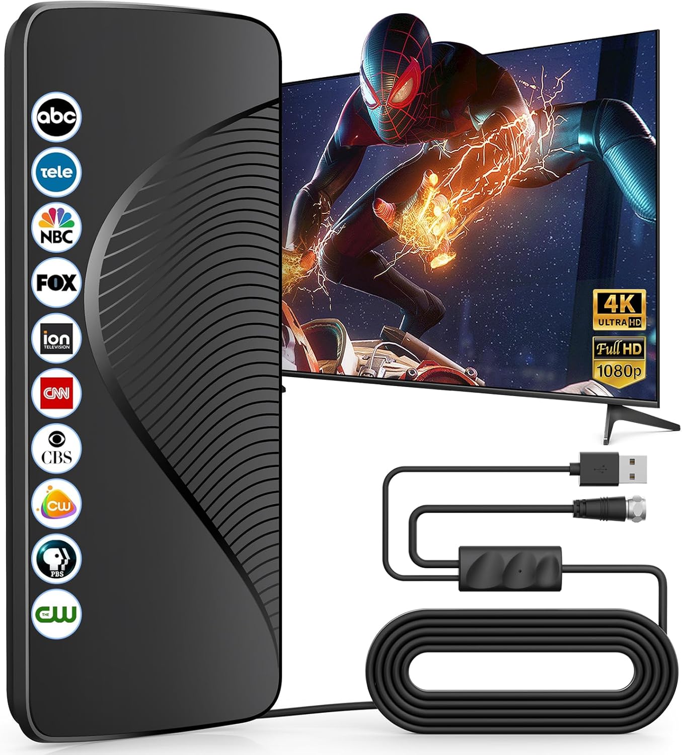 1600+ Mile Range Smart TV Antenna - Crystal Clear HD 4K