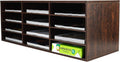 Mail Sorter 12-Compartment Brown Wood Countertop Organizer - 12 Slots