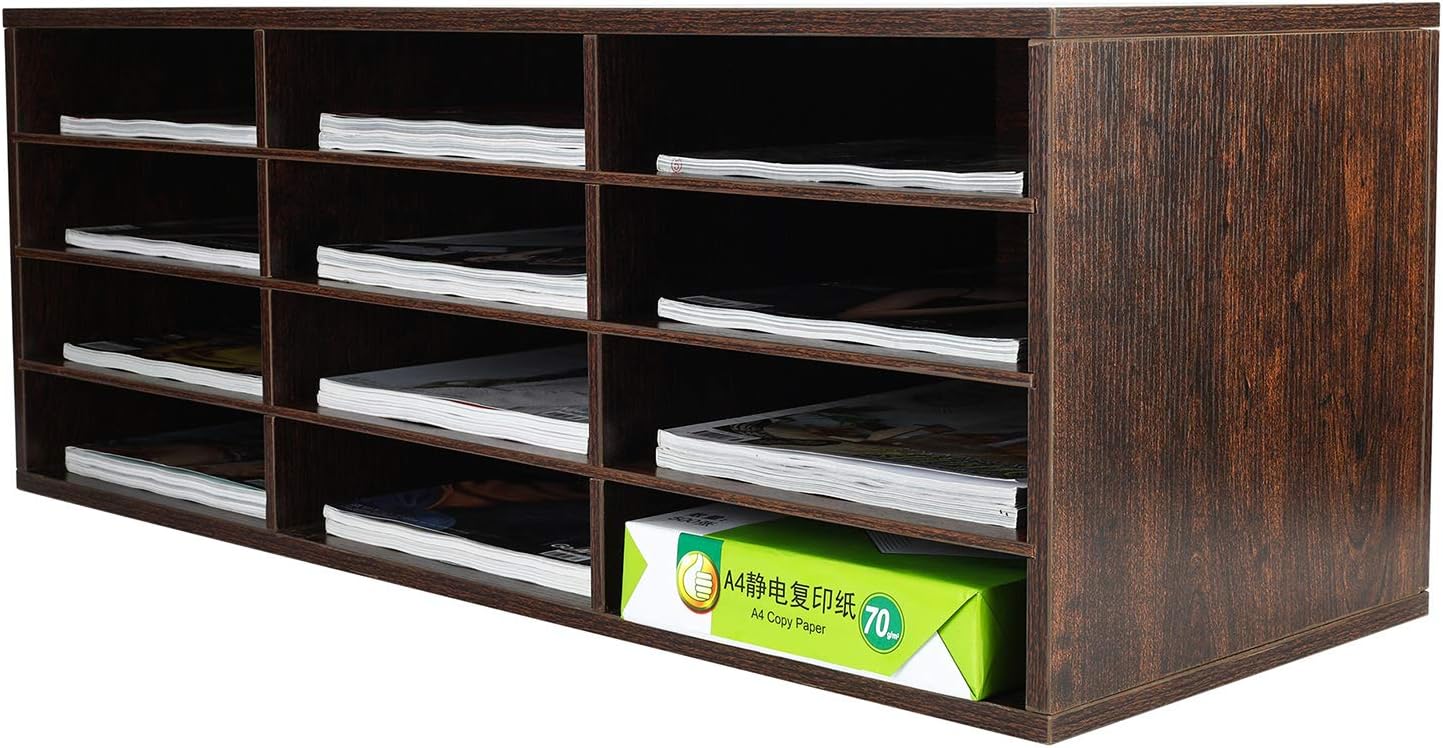 PAG Mail Sorter - Wood Countertop Literature Organizer for Home