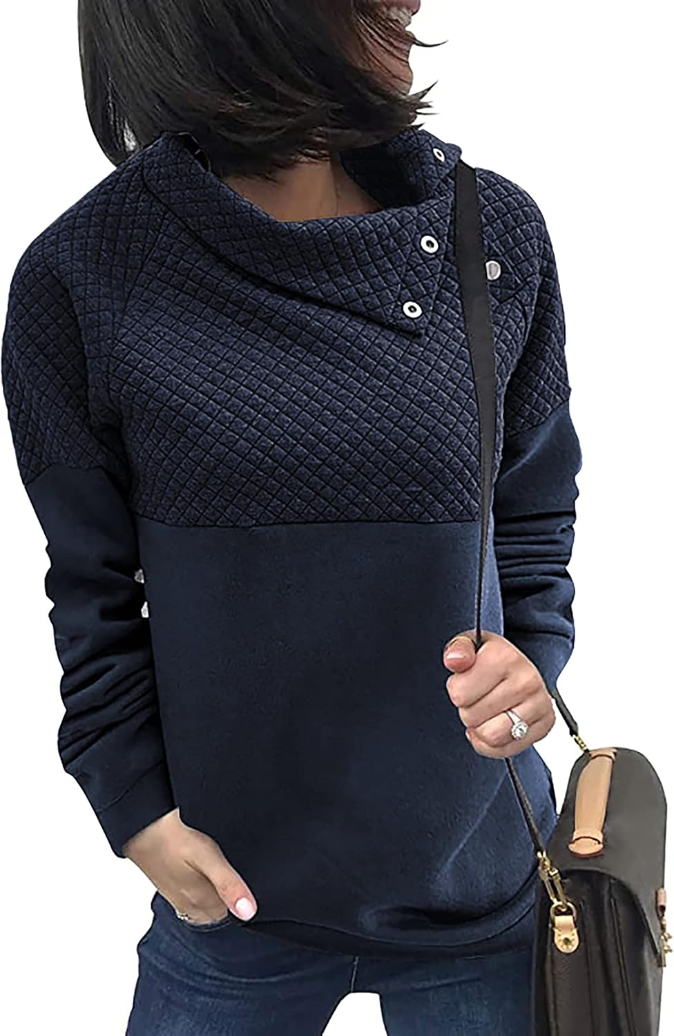 Stylish Quilted Pattern Lightweight Zipper Sweatshirt for Women
