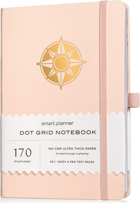 Premium Dot Grid Journal - 160gsm Paper, 170 Pages, Pocket, Bookmarks (Pink)