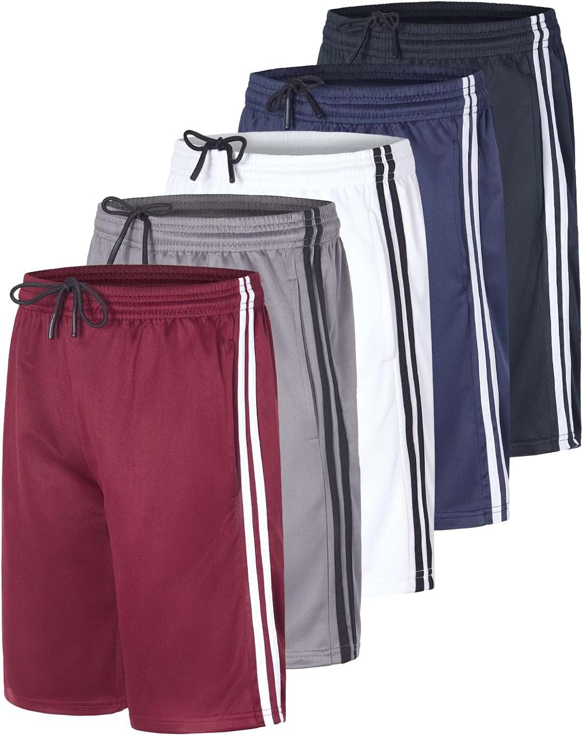 Real Essentials Boys' Athletic Basketball Shorts - 5 Pack