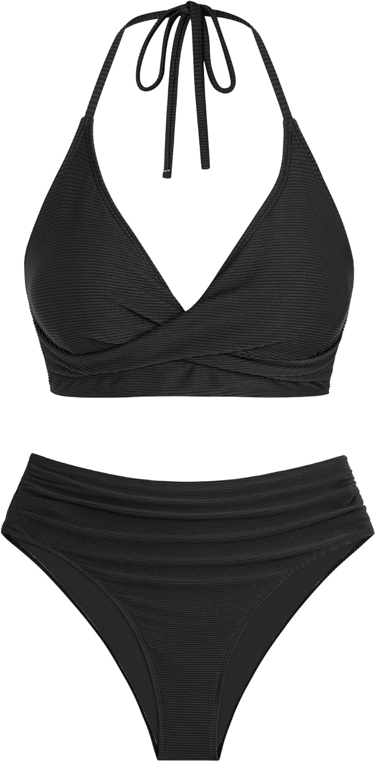 ZAFUL Twist High Waisted Bikini for Women with Tummy Control