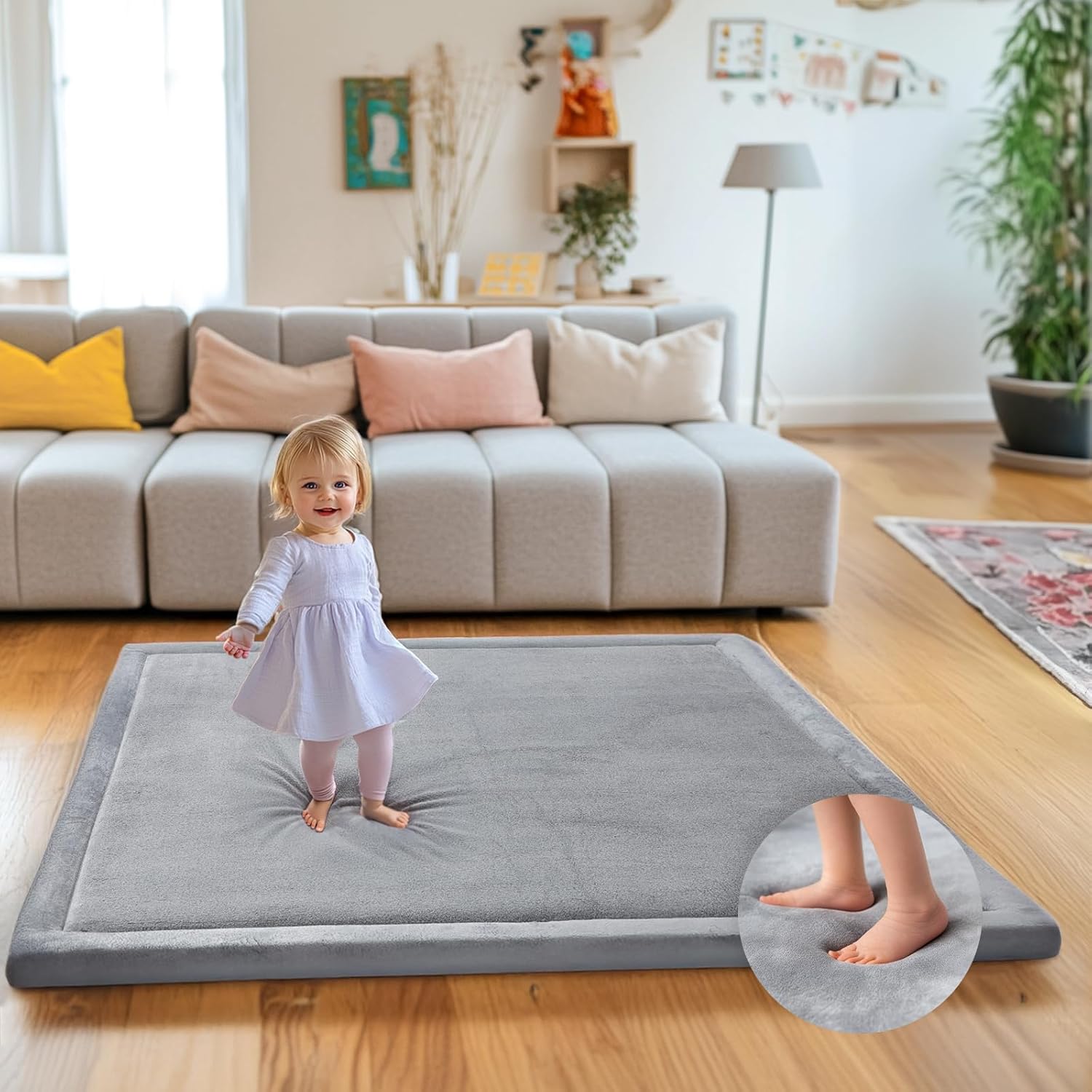 Ultra Soft Baby Play Mat for Floor - 50x50 Velvet Comfort