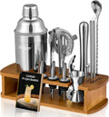 Cocktail Shaker Set Bartender Kit with Stand - Durable 18/8 Steel