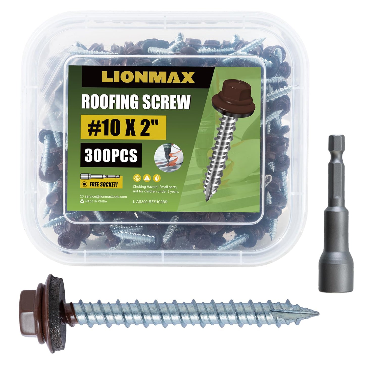 LIONMAX Metal Roofing Screws #10 2 Inch for Secure Roofing
