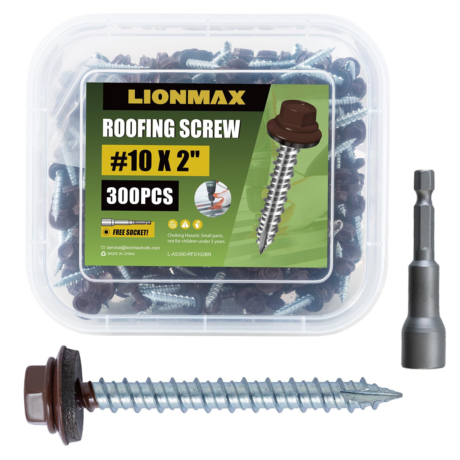 LIONMAX Metal Roofing Screws #10 2 Inch for Secure Roofing
