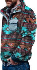Aztec Fleece Pullover Jacket for Men - Warm Lightweight Sherpa