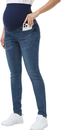 POSHGLAM Women's Maternity Over Belly Skinny Jeggings - Comfy Stretch