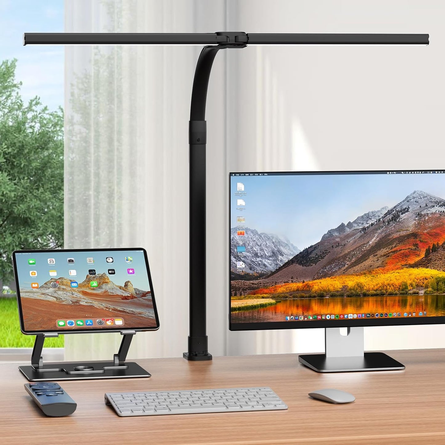 LED Desk Lamp for Home Office - 24W Dual Head Light Bar