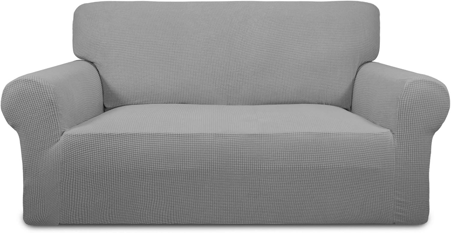 PureFit Stretch Loveseat Sofa Slipcover for Kids, Light Gray