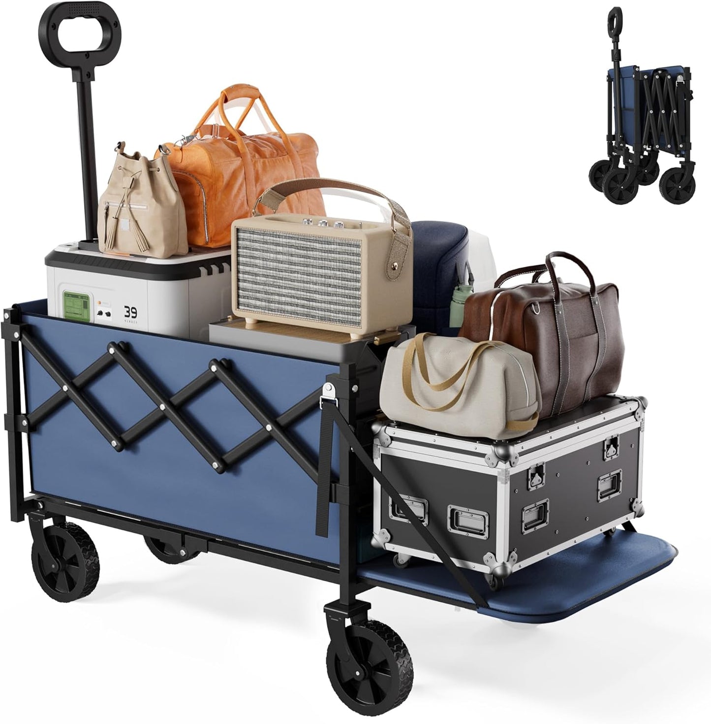 Collapsible Wagon with Wheels & Tailgate for Heavy Duty Use
