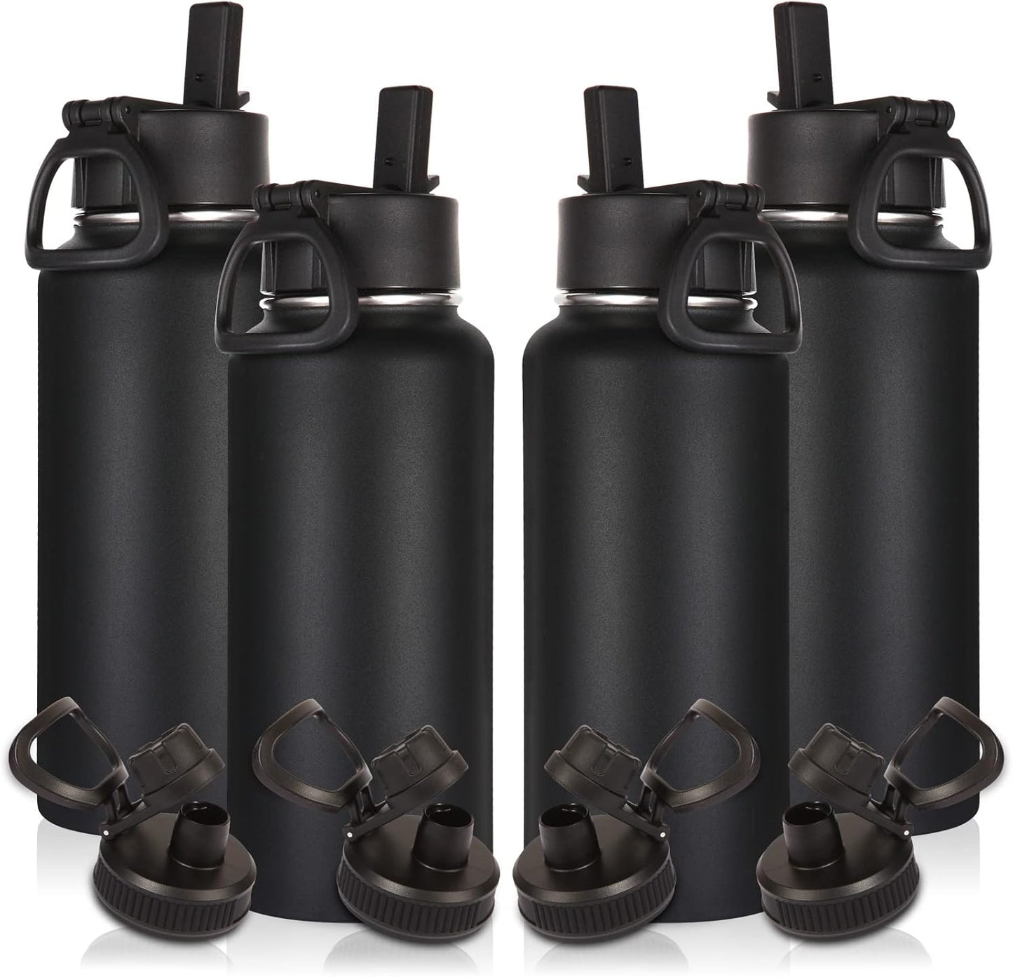 32oz Insulated Water Bottles Bulk 4 Pack with Straw Lid