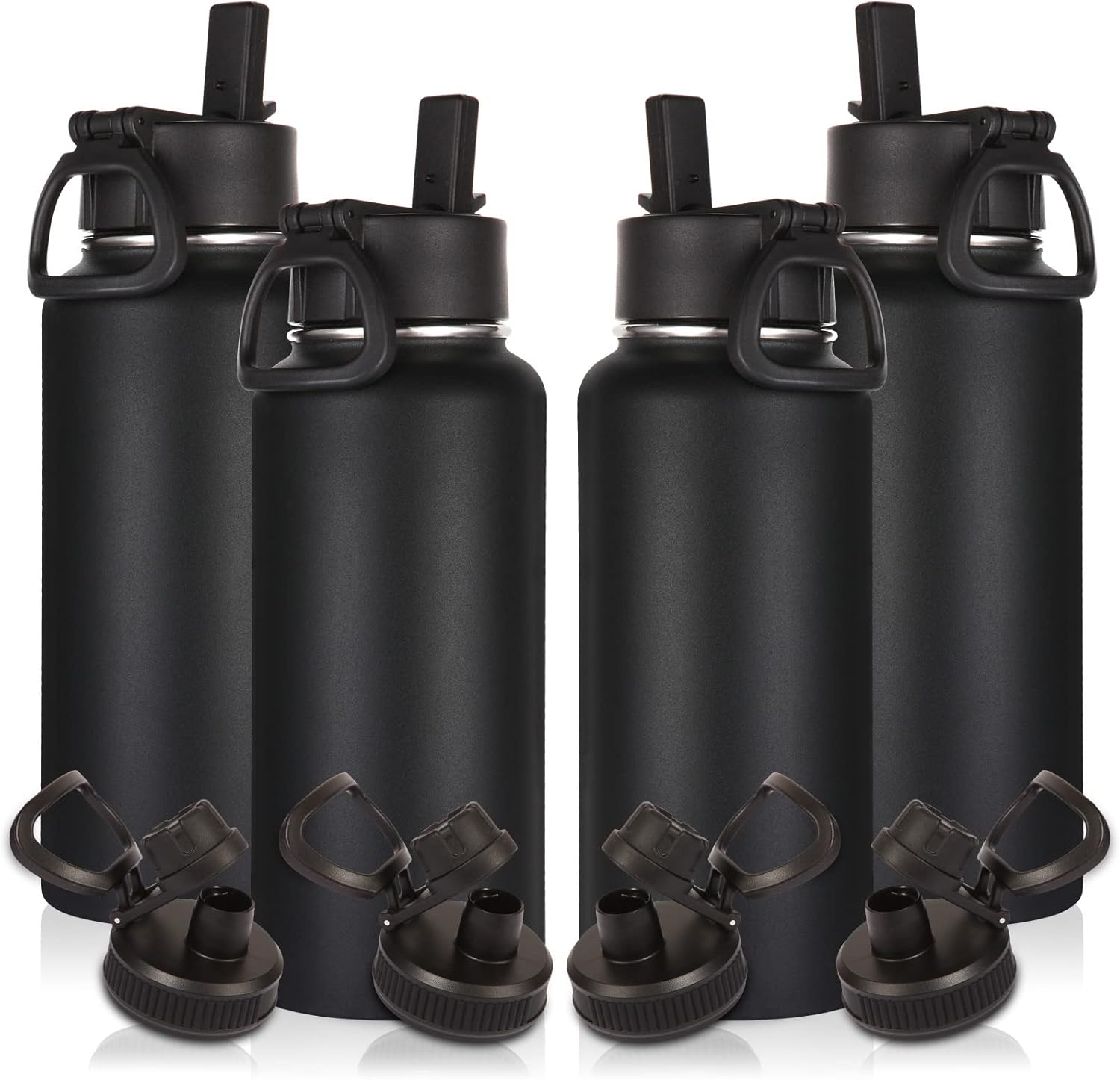32oz Insulated Water Bottles Bulk 4 Pack with Straw Lid
