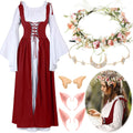 Medieval Renaissance Fairy Costume Set for Women - Complete 6-Piece