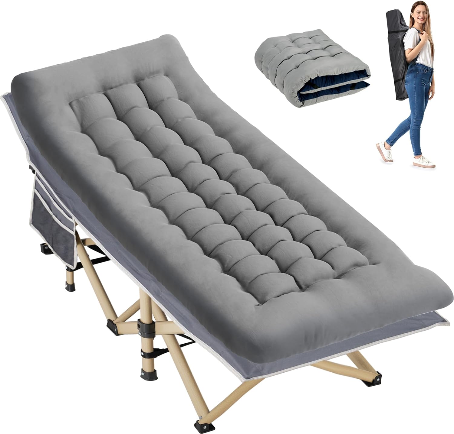 Folding Camping Cot for Sleeping, Heavy Duty Portable Bed