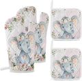 Oven Mitts and Pot Holders 4 Pcs Heat Resistant Oven Glove - Cute