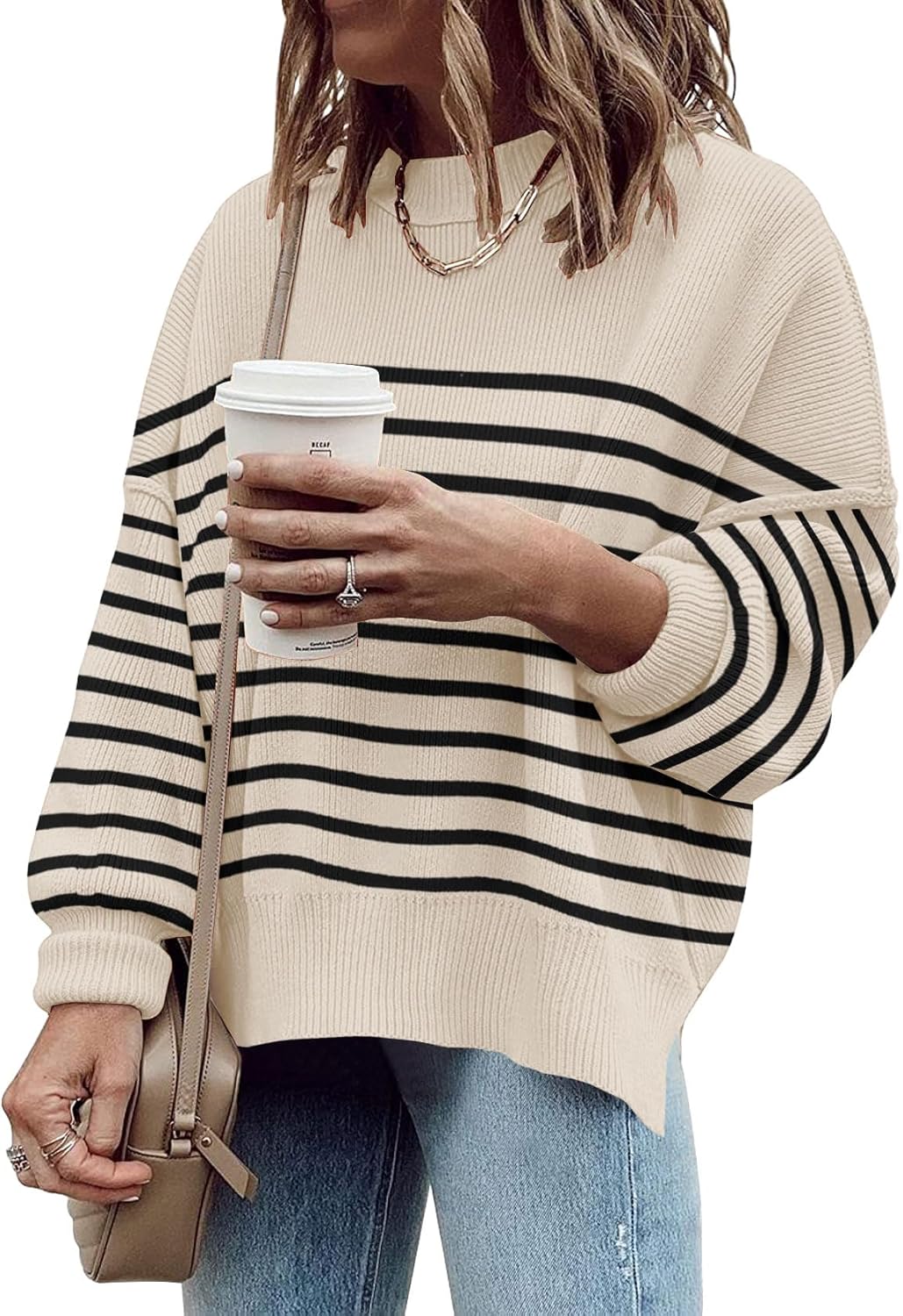Women's Oversized Crewneck Sweater for Cozy Fall Fashion