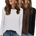 Womens Long Sleeve Thermal Tops 3 Pack - Crew Neck Base Layers