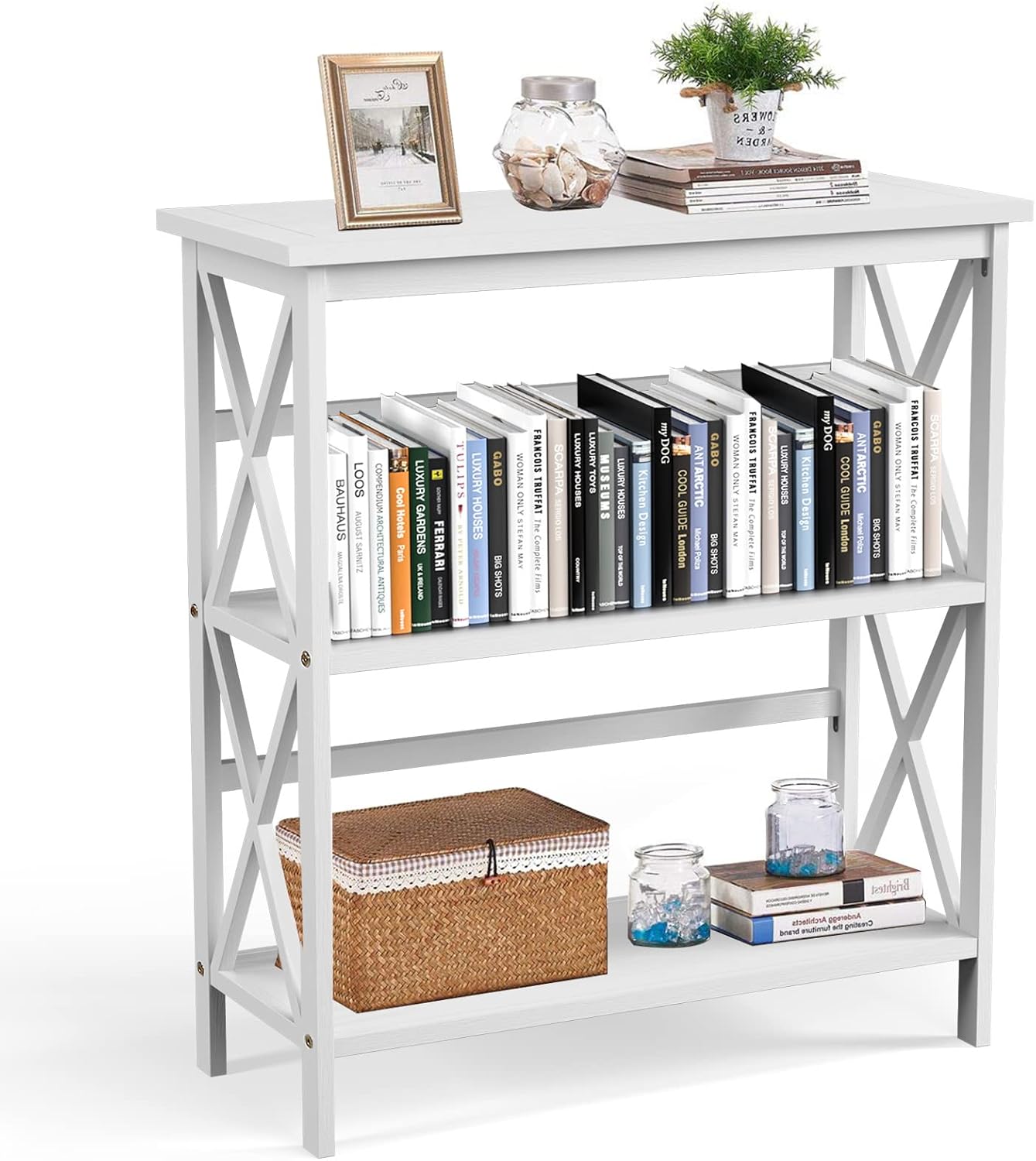 Tangkula 3-Tier White Bookcase: Stylish Storage Solution