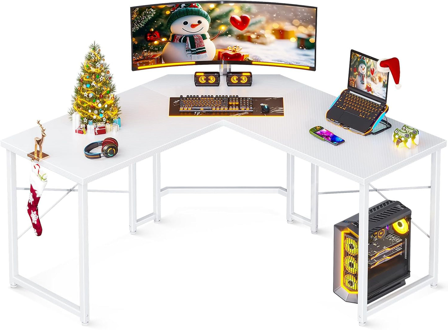 Casaottima L Shaped Gaming Desk for Home Office and Gaming