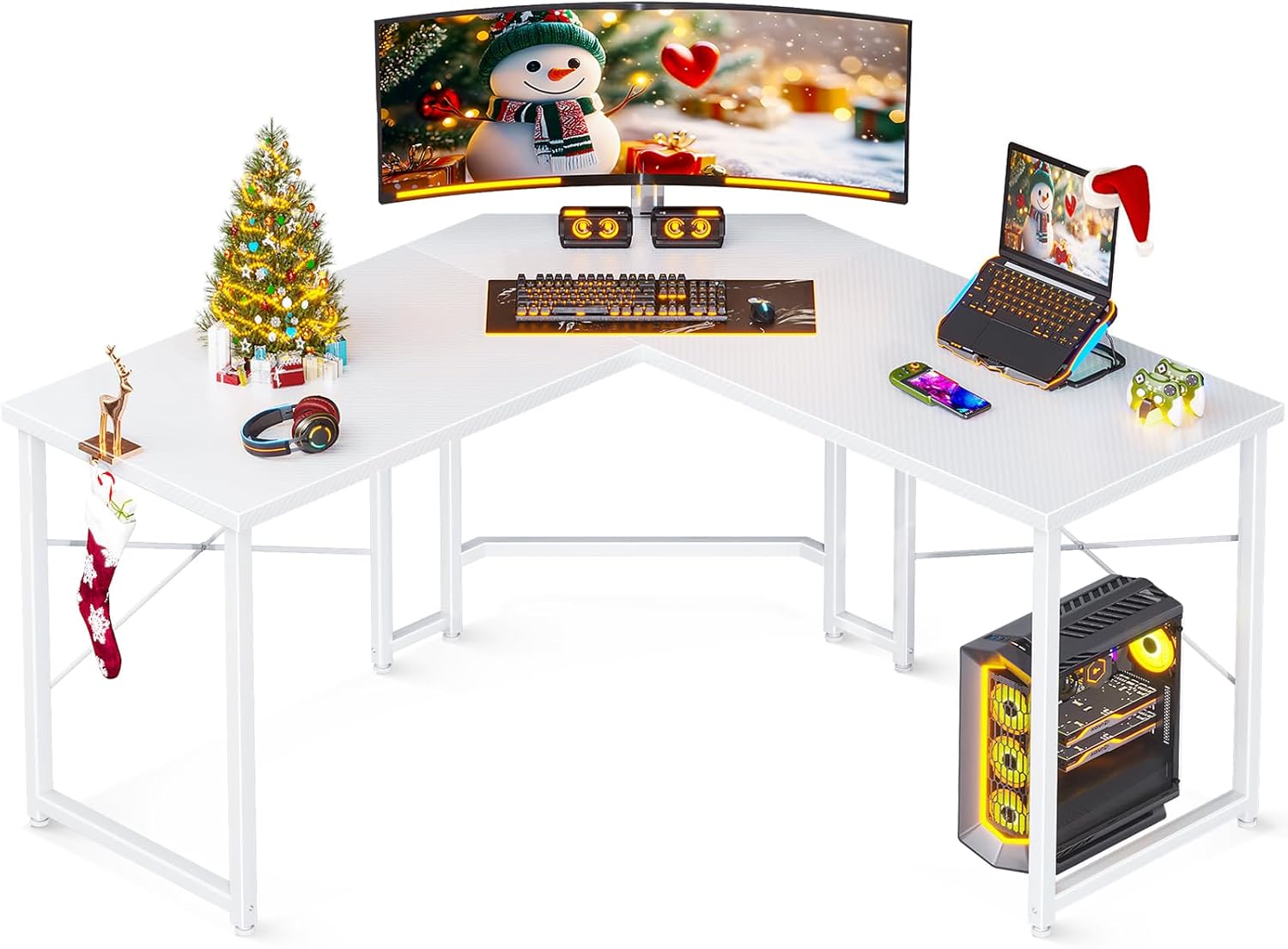 Casaottima L Shaped Gaming Desk for Home Office and Gaming