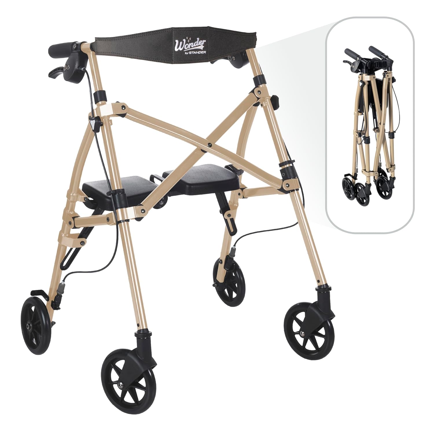 Compact Folding Rollator for Juniors & Petite Adults - Space Saver