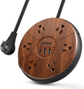 Power Strip with USB PD 20W USB-C and 6 Outlets - Wood Finish