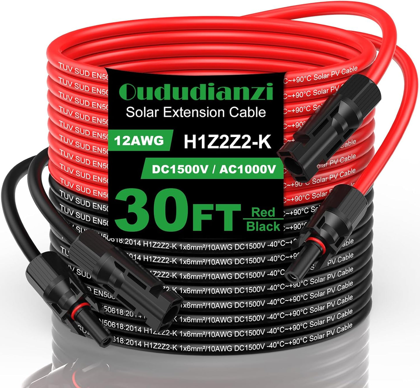 Oududianzi Solar Extension Cable 30Ft for Efficient Power