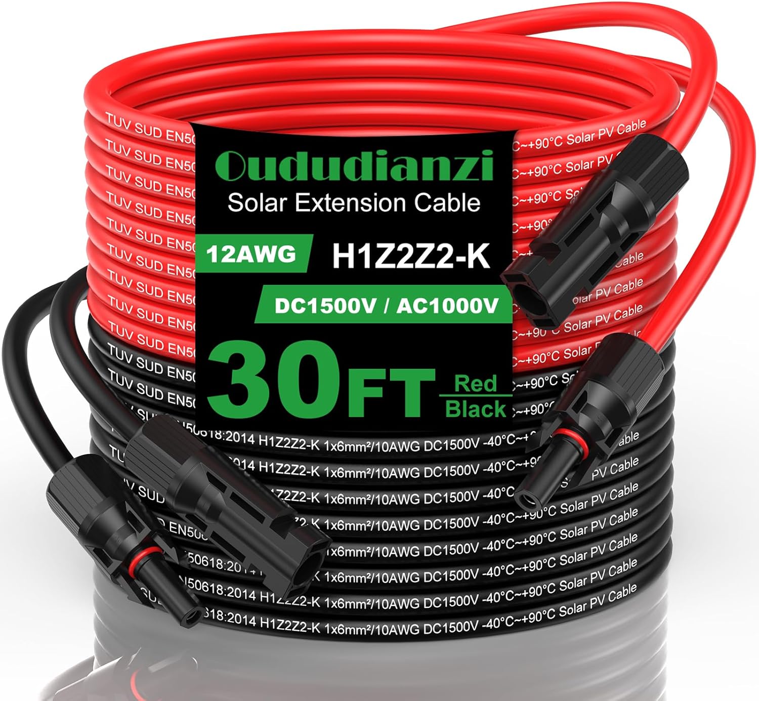 Oududianzi Solar Extension Cable 30Ft for Efficient Power