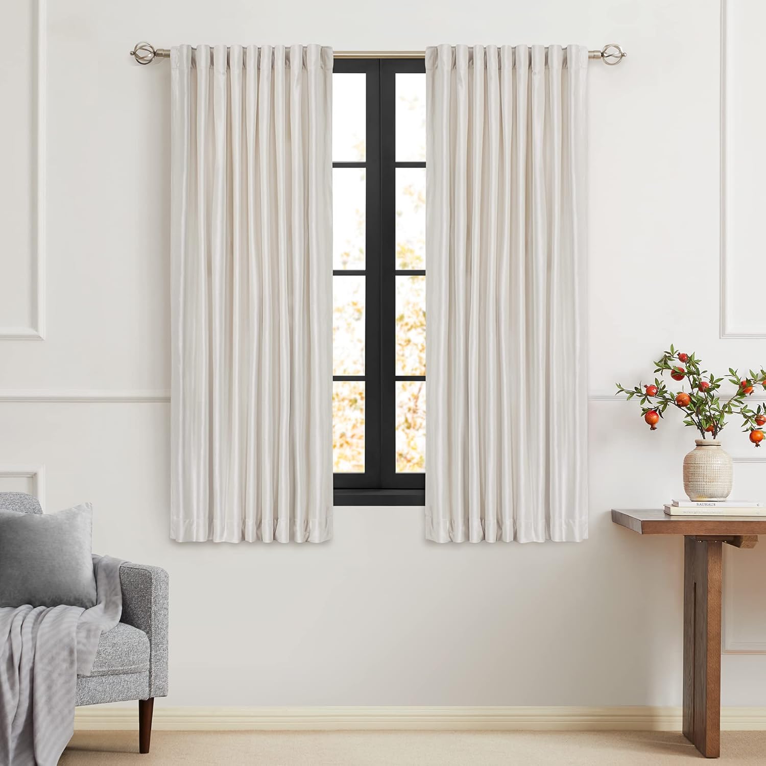 PRIMROSE Cream Ivory Curtains 63 inch for Living Room Decor