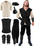 Men's 6 Pc Halloween Renaissance Costume Set - Medieval Vest & Pants