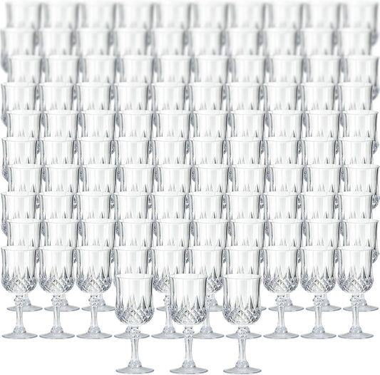 XKXKKE 100 Pcs Transparent Plastic Wine Glasses for Parties