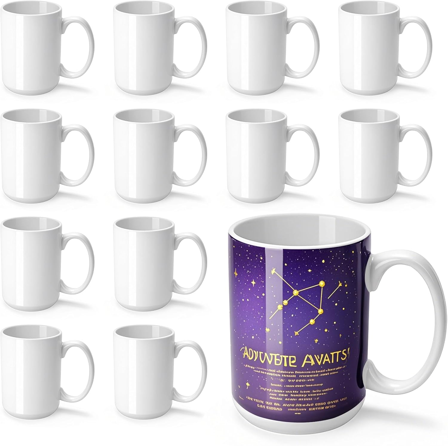 Sublimation Mugs Blank Set 15 oz for Custom Designs and Gifts