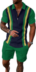UOUA Mens Summer Track Suits 2 Piece Shorts Sets - Comfortable 1/4 Zip