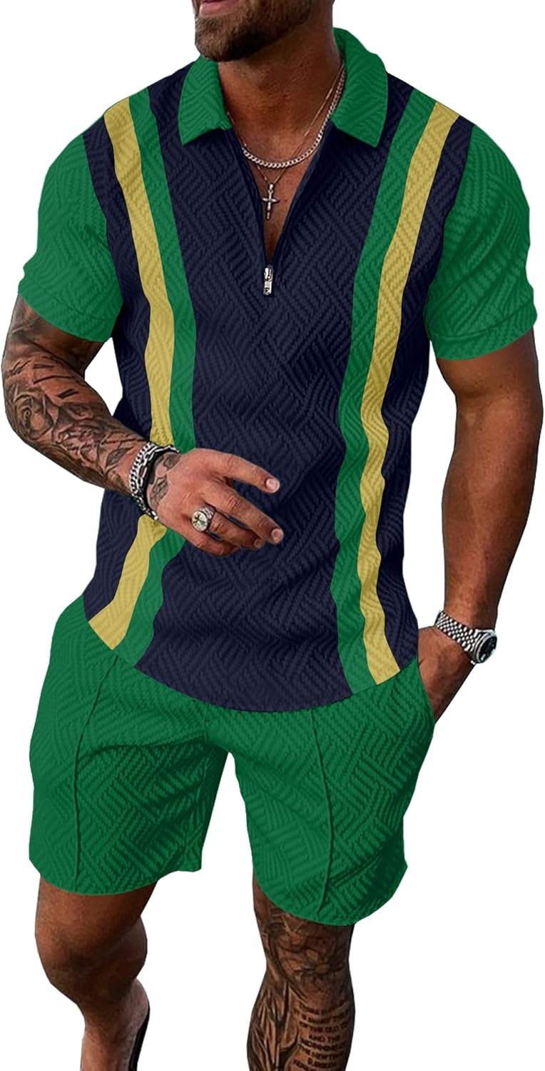 UOUA Mens Summer Track Suits Stylish 2 Piece Shorts Sets