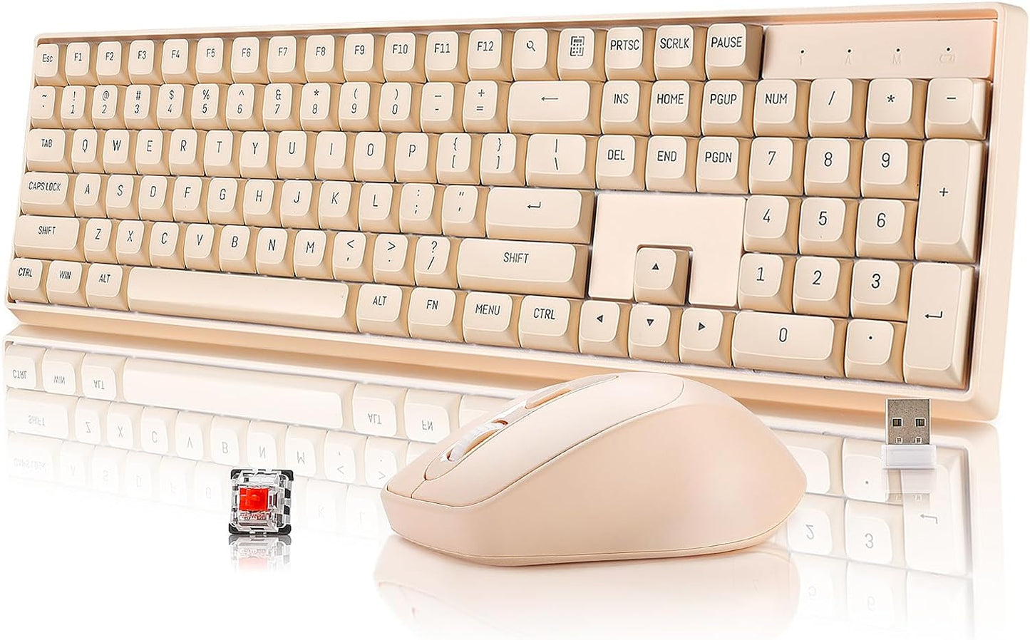 Wireless Mechanical Keyboard & Mouse Combo, Linear Red Switches, Office Essential