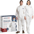Hazmat Suits 5 Pack Medium - Heavy-Duty Disposable Coveralls