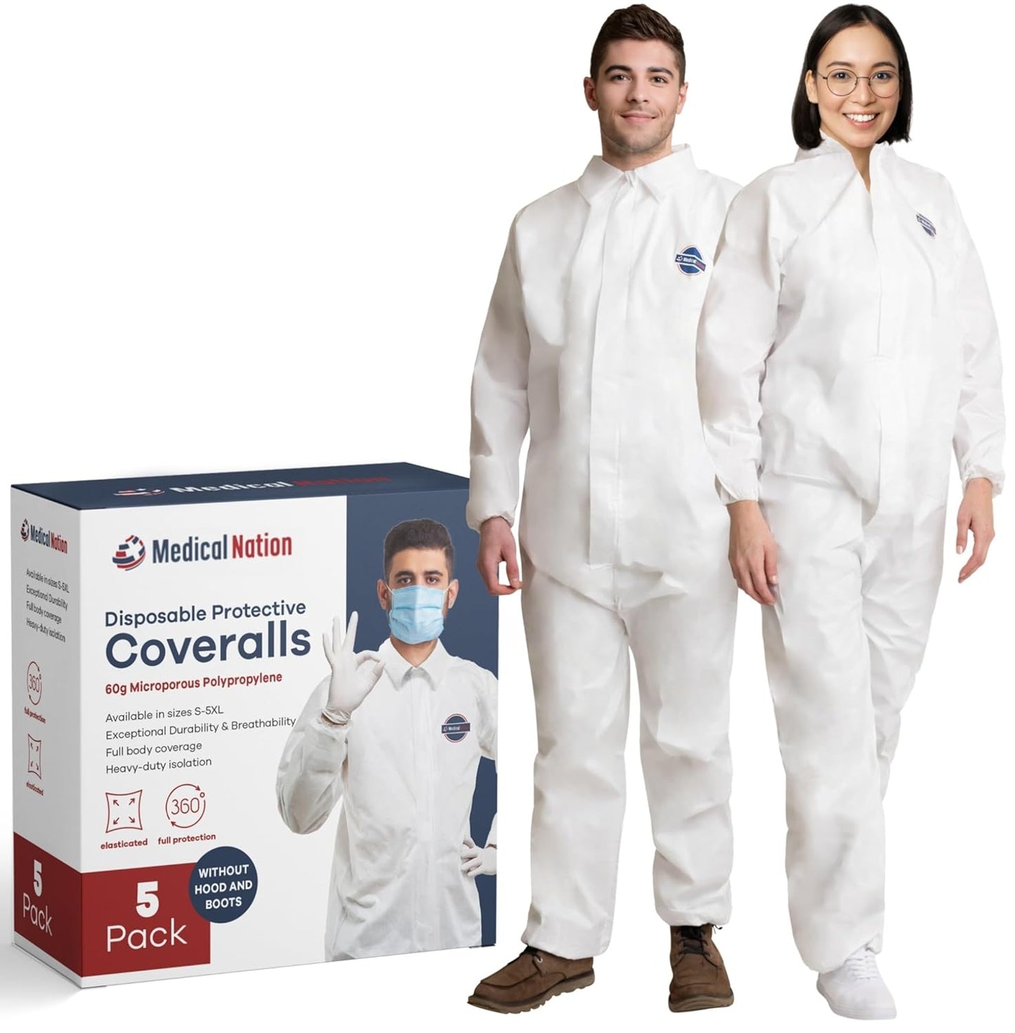 Heavy Duty Disposable Hazmat Suits for Men & Women - Medium