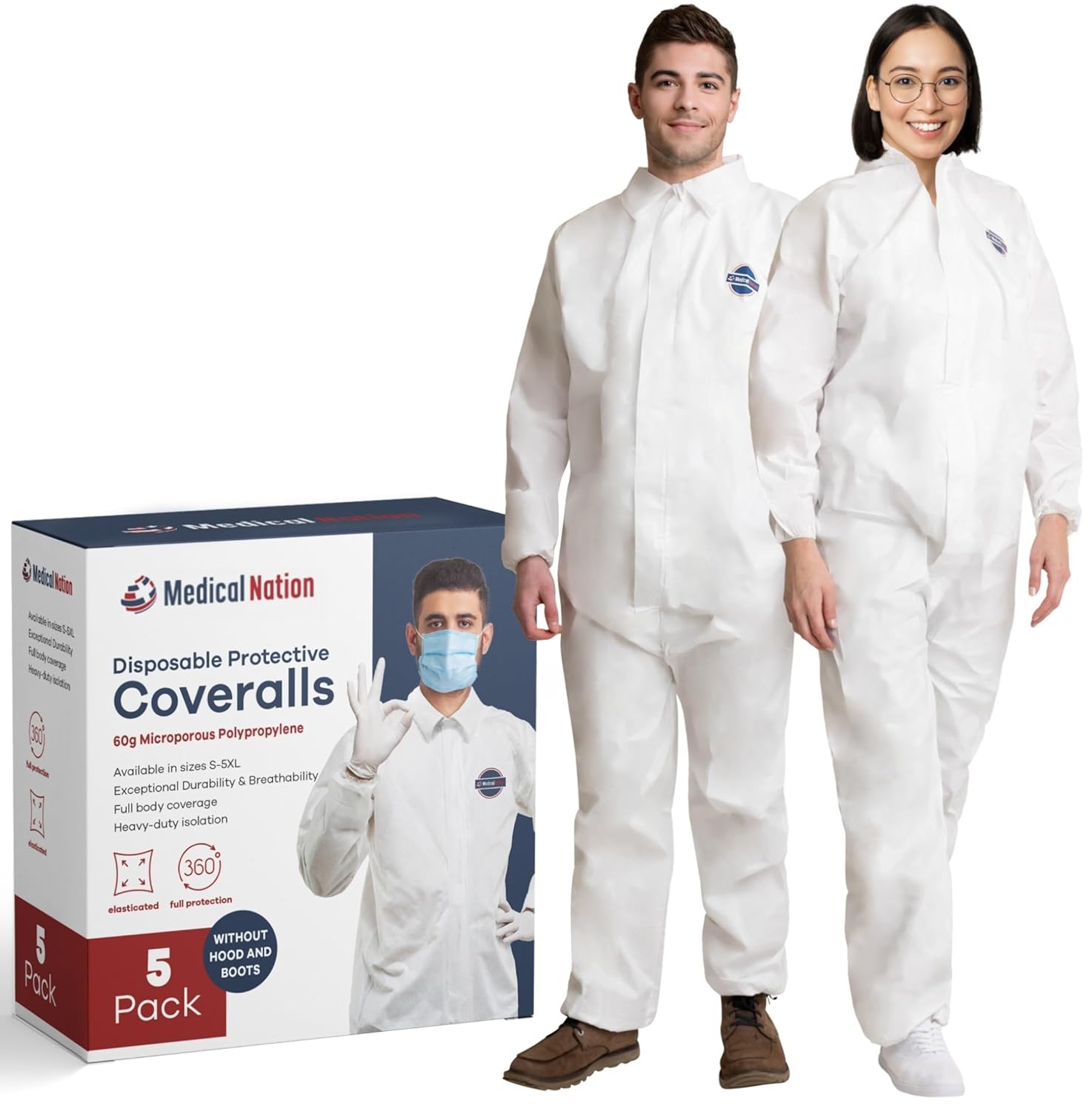 Heavy Duty Disposable Hazmat Suits for Men & Women - Medium
