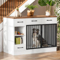 47.2 Dog Crate Furniture with Storage Drawers & Hidden Bowl