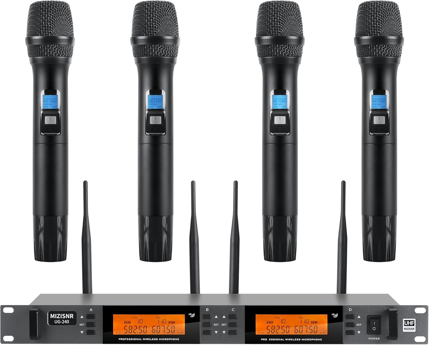 Wireless Microphone System 4 Channel for Karaoke and Events
