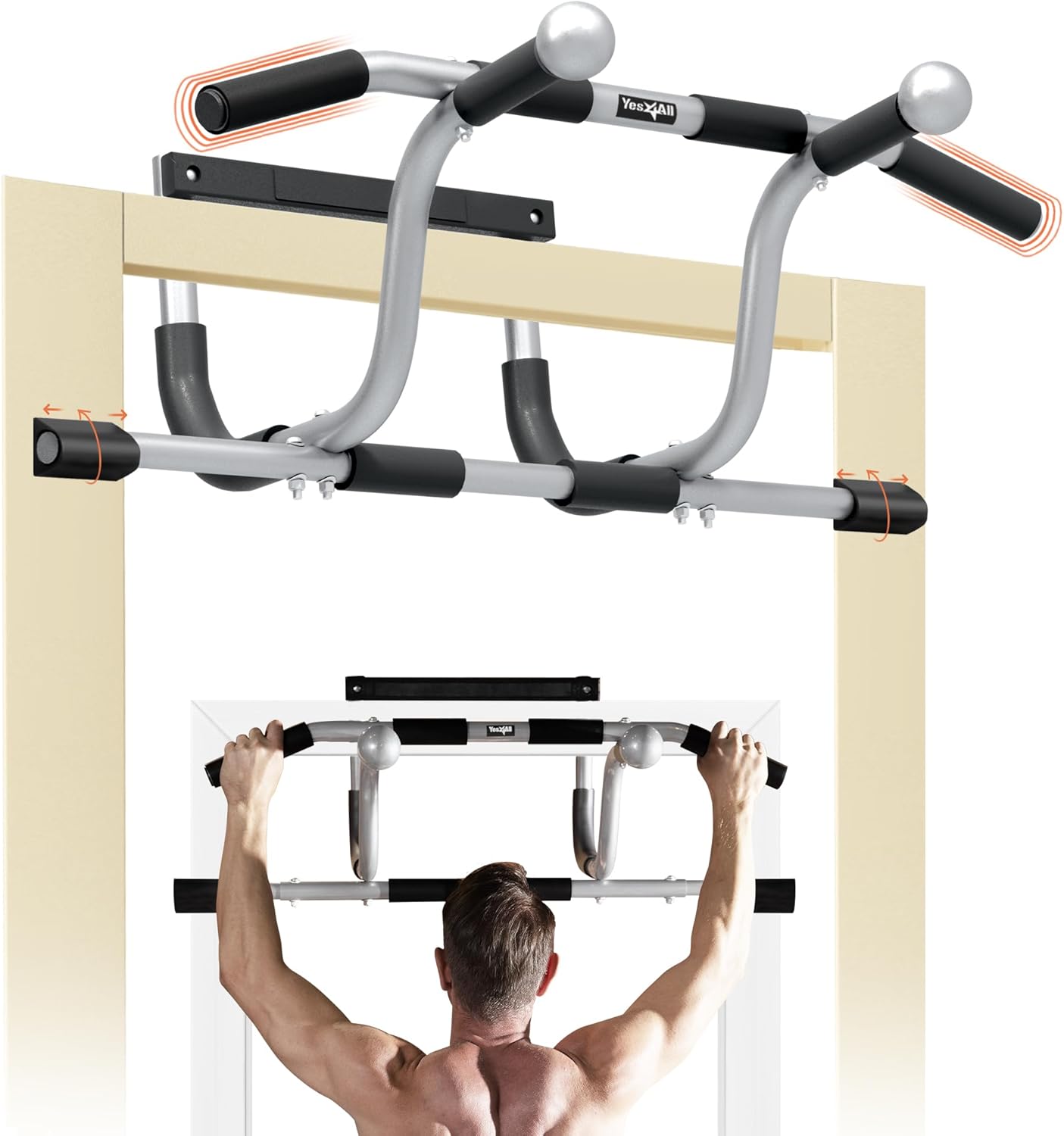 Yes4All Heavy Duty Wall Mounted Pull Up Bar for Home Gym