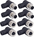 M12 4 Pin Male & Female Right Angle Connector - IP67 Waterproof
